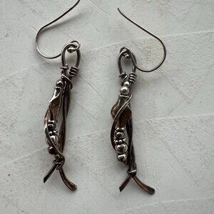 Vintage Artisan Brutalist Sterling Earrings
